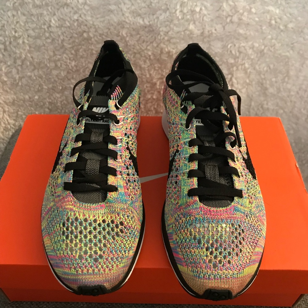 Multicolor Nike Flyknit Racer, kids’ size 4.5. - Picture 4 of 6